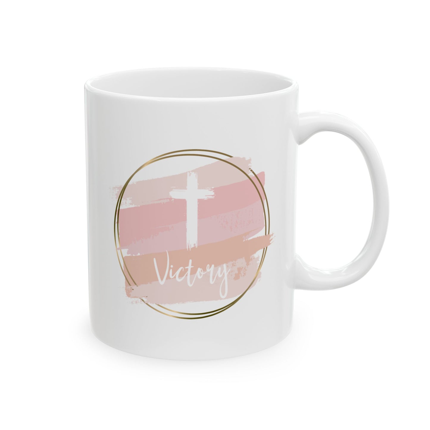 Christian Victory Cross Ceramic Coffee Mug With Watercolor Design 11oz or 15oz Size