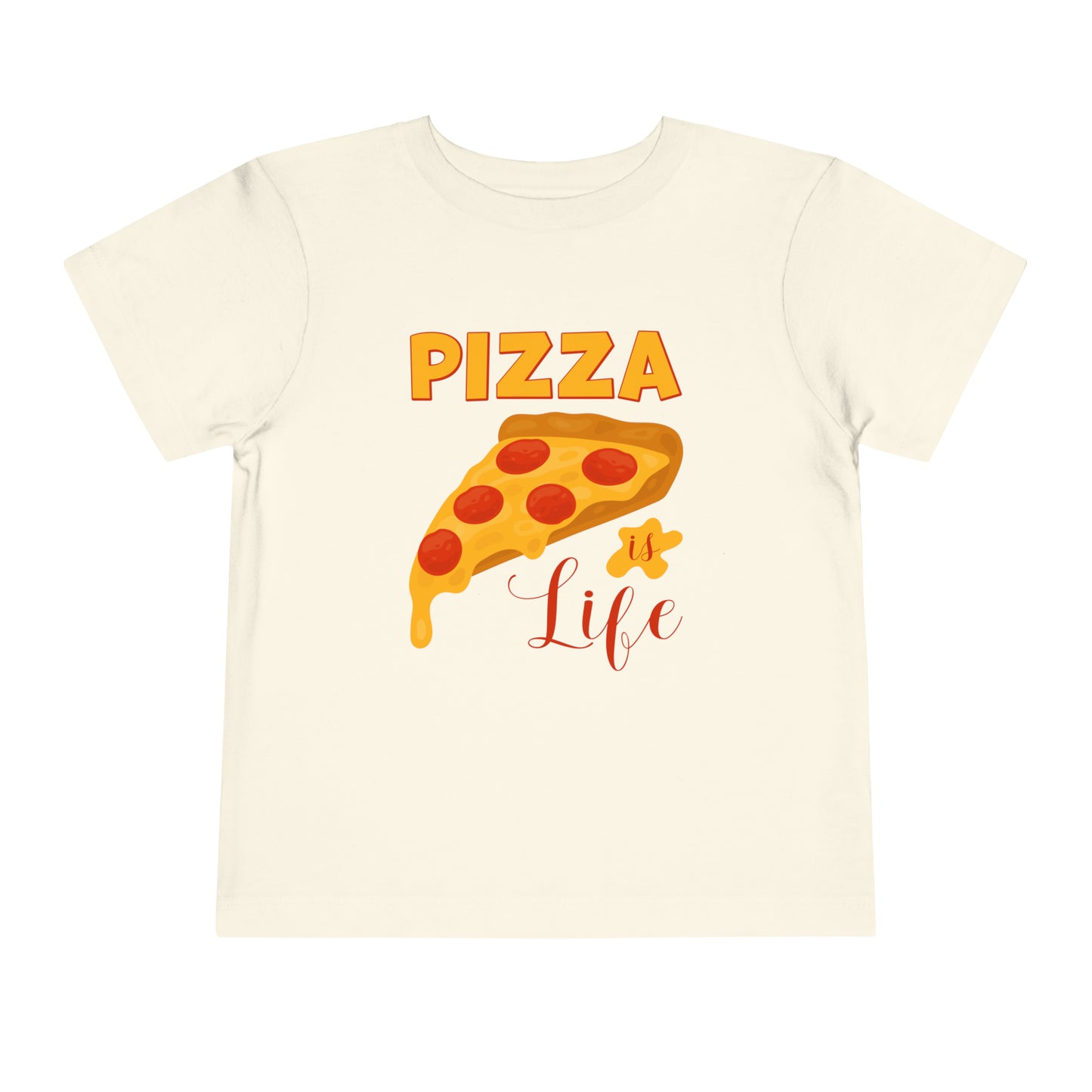 Pizza Graphic T-shirt for Toddlers, Pizza Is Life Cotton Tee for Toddlers Sizes 2T - 5T