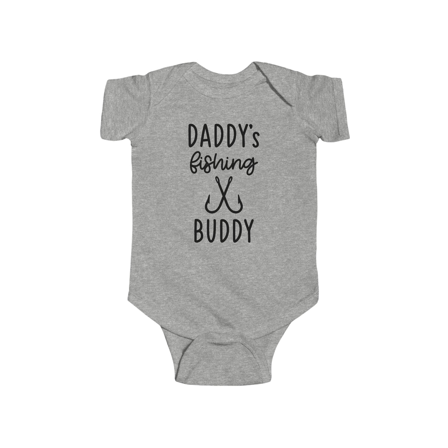 Fishing Baby One Piece Bodysuit with Snaps, Daddy's Fishing Buddy Cotton Romper