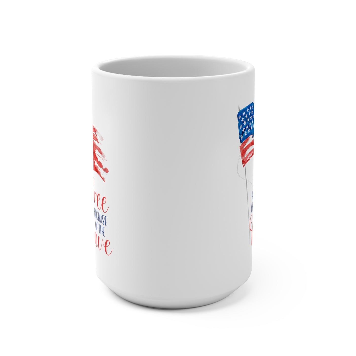 Patriotic American Flag Coffee Mug, 15oz Veterans Coffee Cup