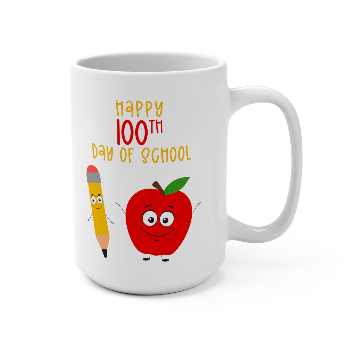 Teacher 100 Days of School 15oz White Ceramic Coffee Mug, Gifts for Teachers