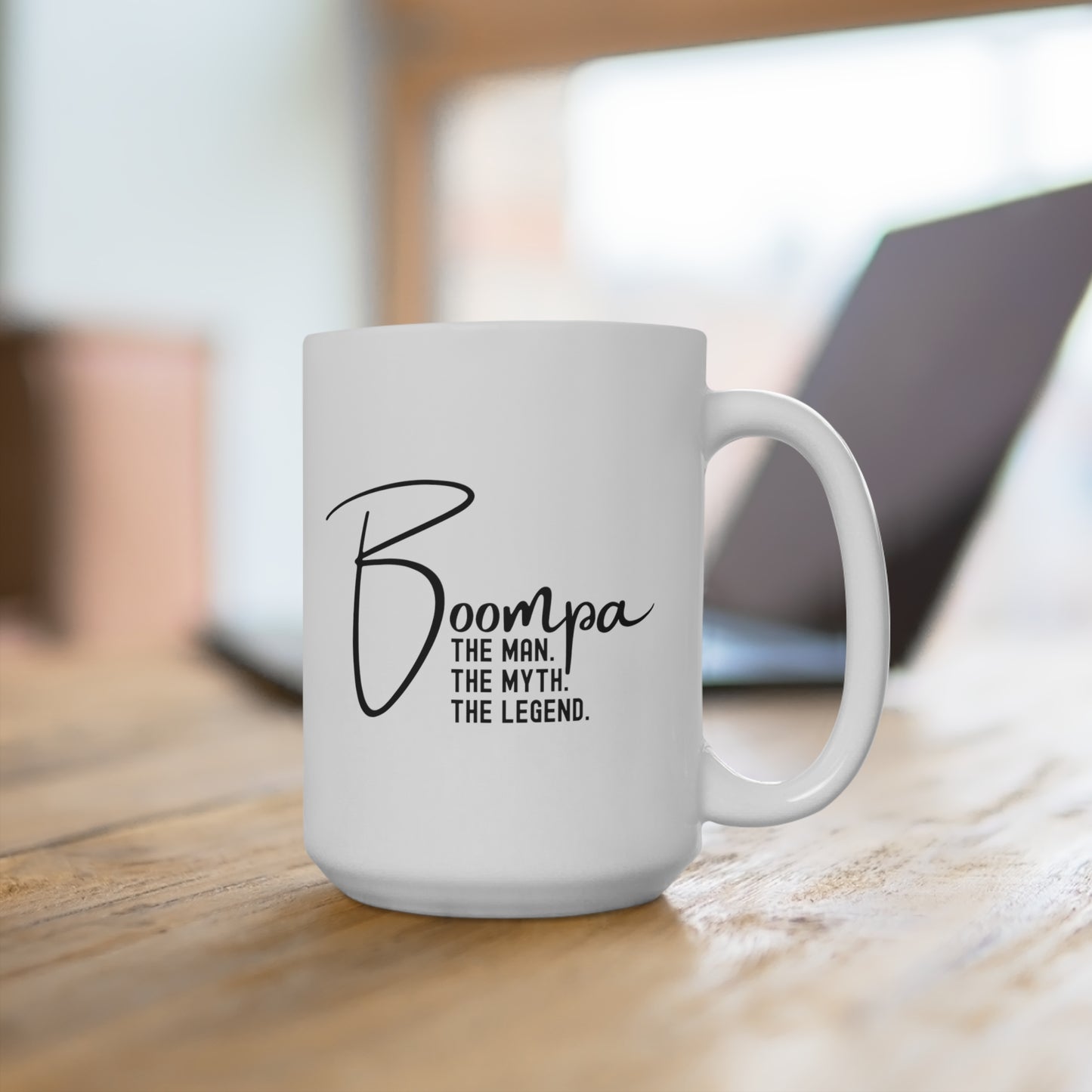 Boompa 15 oz White Ceramic Mug, Gift for Grandpa, Boompa Man Myth Legend Coffee Mug