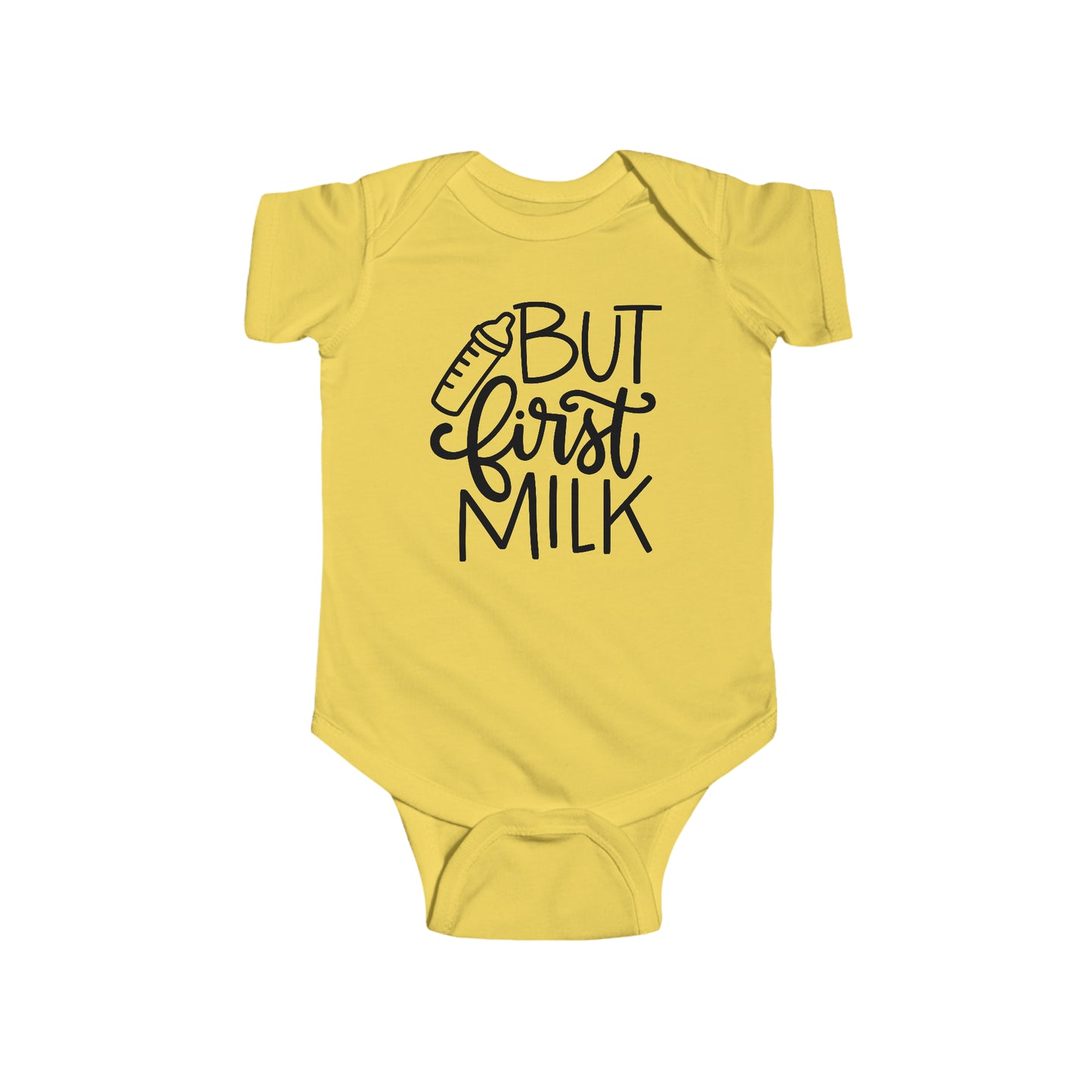 Baby Toddler But First Milk Cotton One Piece Bodysuit with Snaps