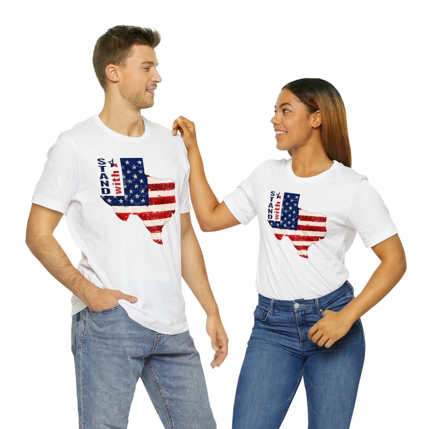 men's women's cotton unisex political stand with texas t-shirt