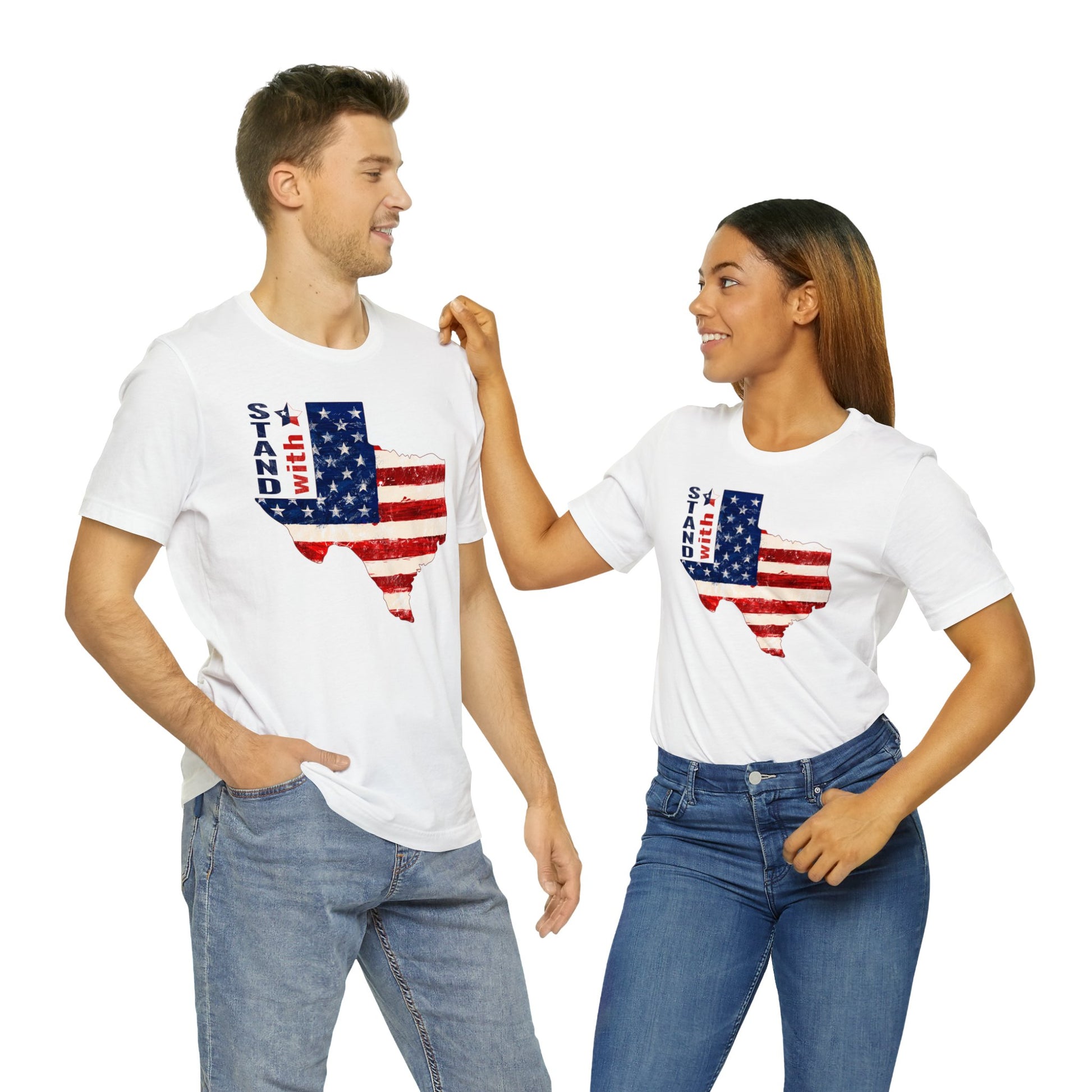 men's women's cotton unisex political stand with texas t-shirt