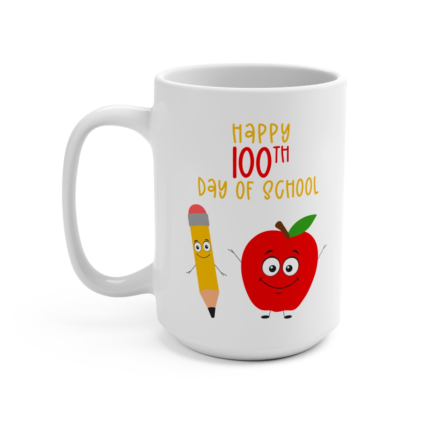 Teacher 100 Days of School 15oz White Ceramic Coffee Mug, Gifts for Teachers