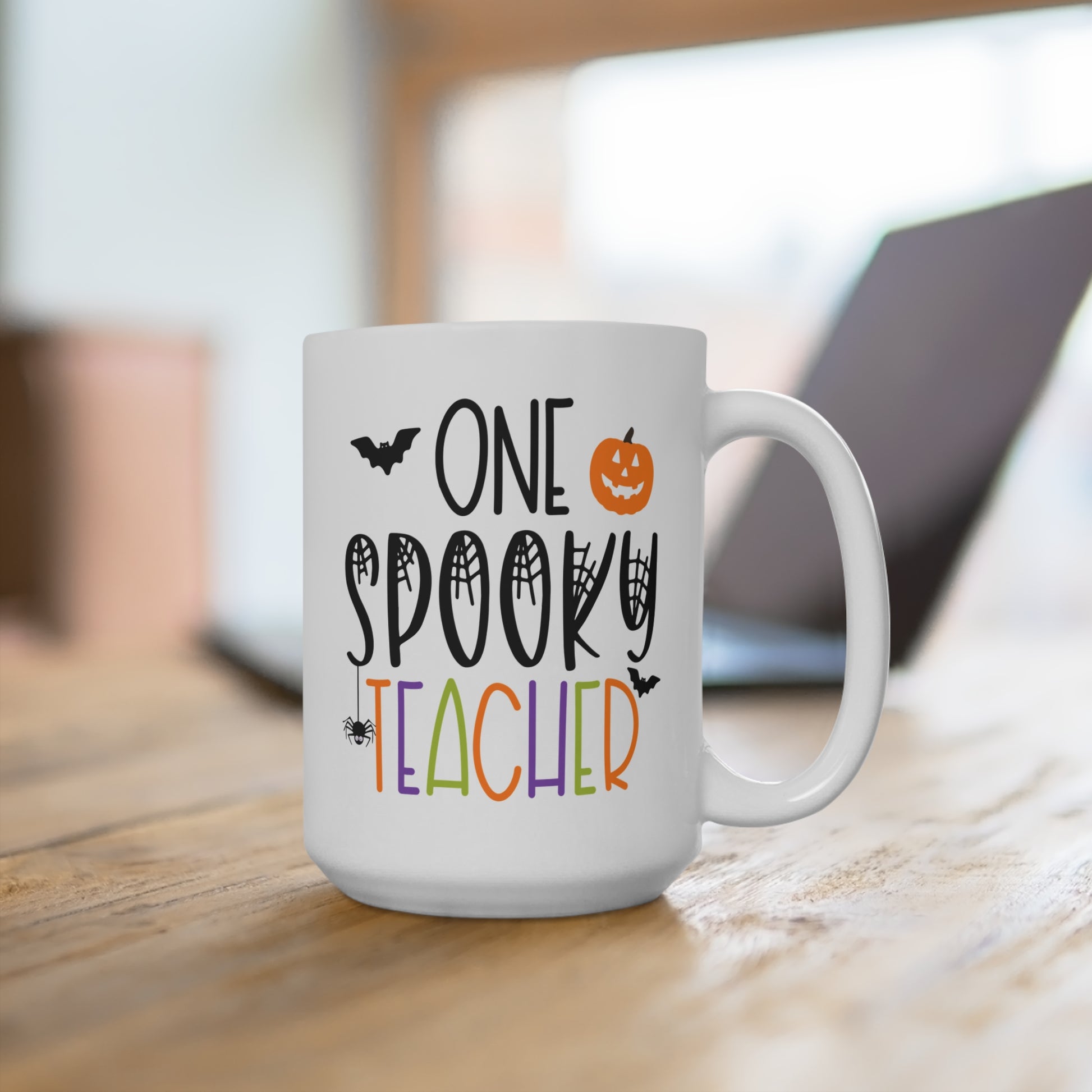 one spooky teacher 15oz ceramic coffee mug