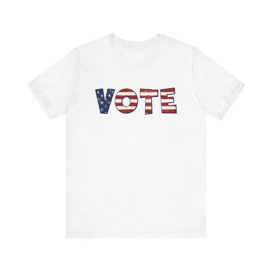 Women's Political Election Day Vote Cotton T-shirt, Rustic American Flag Vote T-shirt