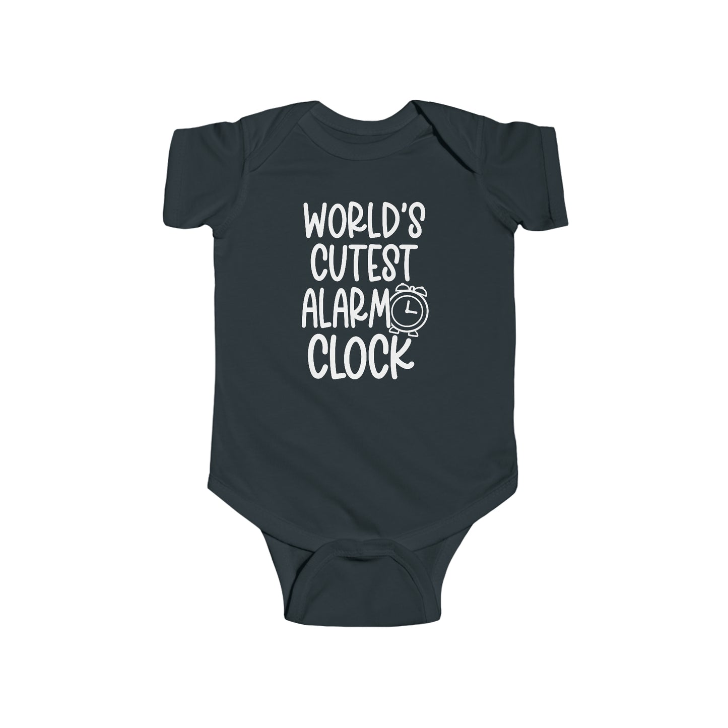 Baby Toddler Cotton One Piece Bodysuit with Snaps, World's Cutest Alarm Clock Cotton Romper