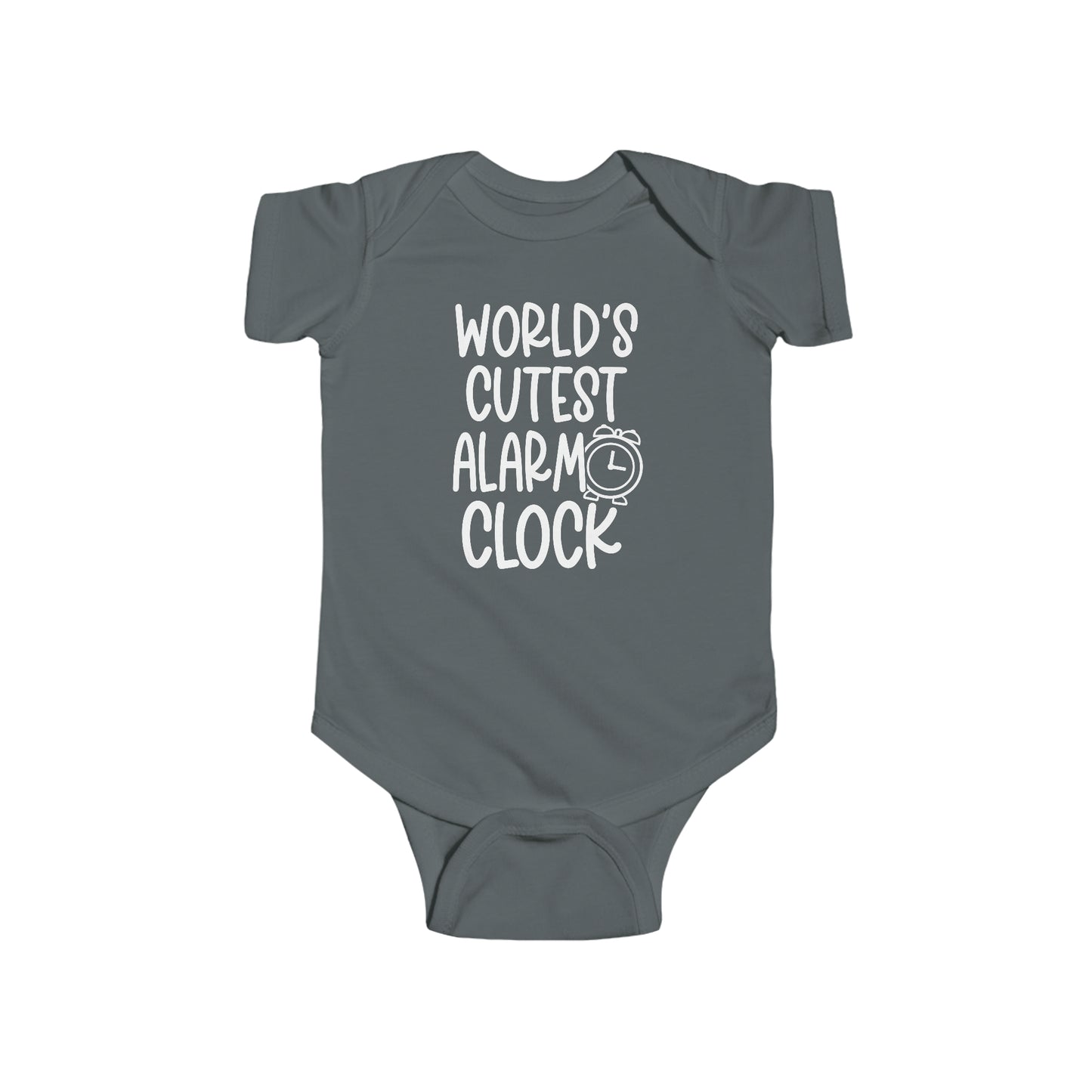 Baby Toddler Cotton One Piece Bodysuit with Snaps, World's Cutest Alarm Clock Cotton Romper