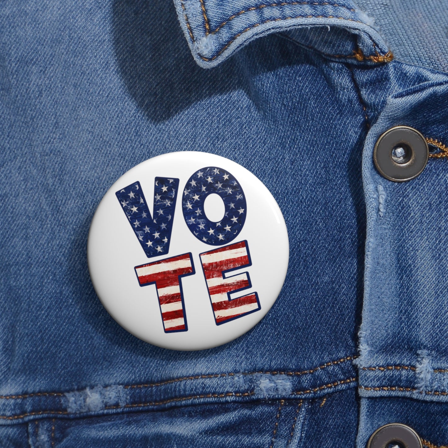 Election Day VOTE Pin with American Flag Letters, Republican Democrat Independent VOTE Pin