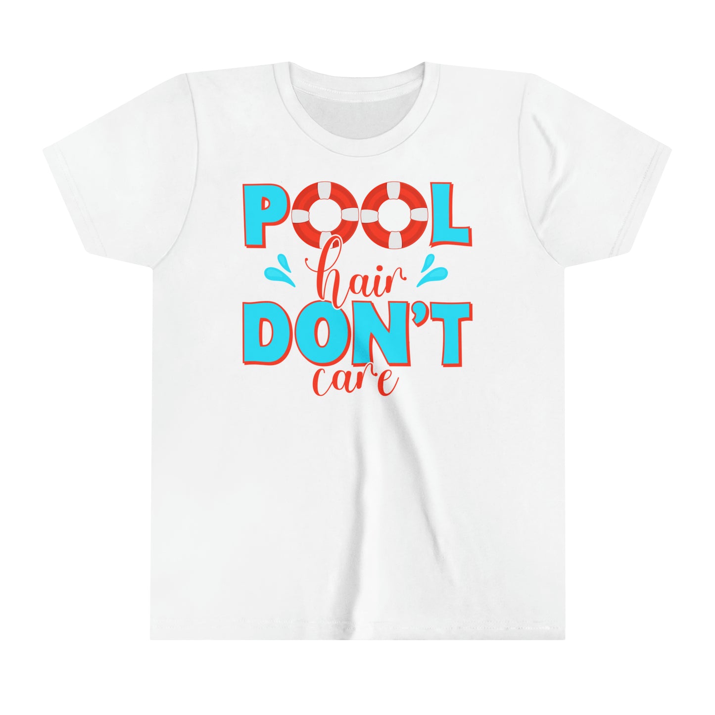 Summer Pool Hair Don't Care Youth Size Cotton T-shirts, Swim Team Unisex T-shirts