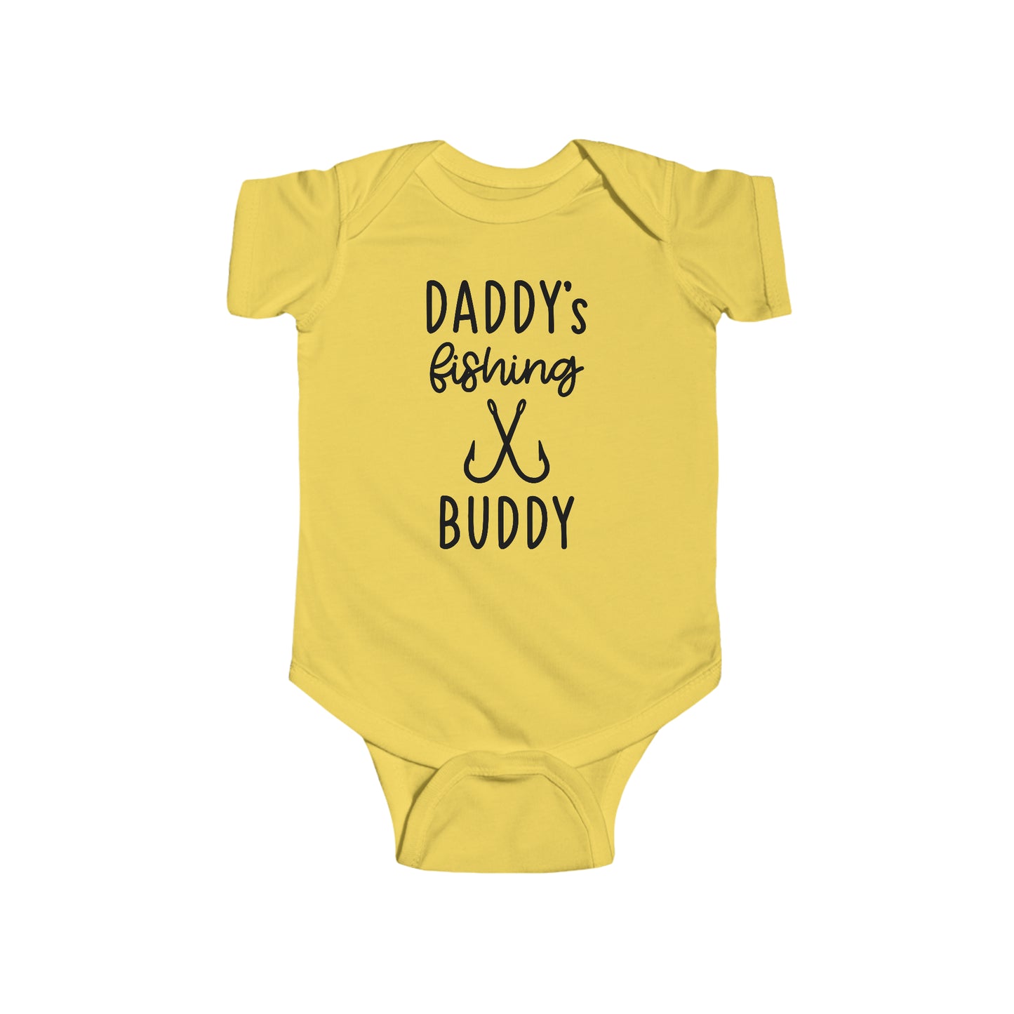 Fishing Baby One Piece Bodysuit with Snaps, Daddy's Fishing Buddy Cotton Romper