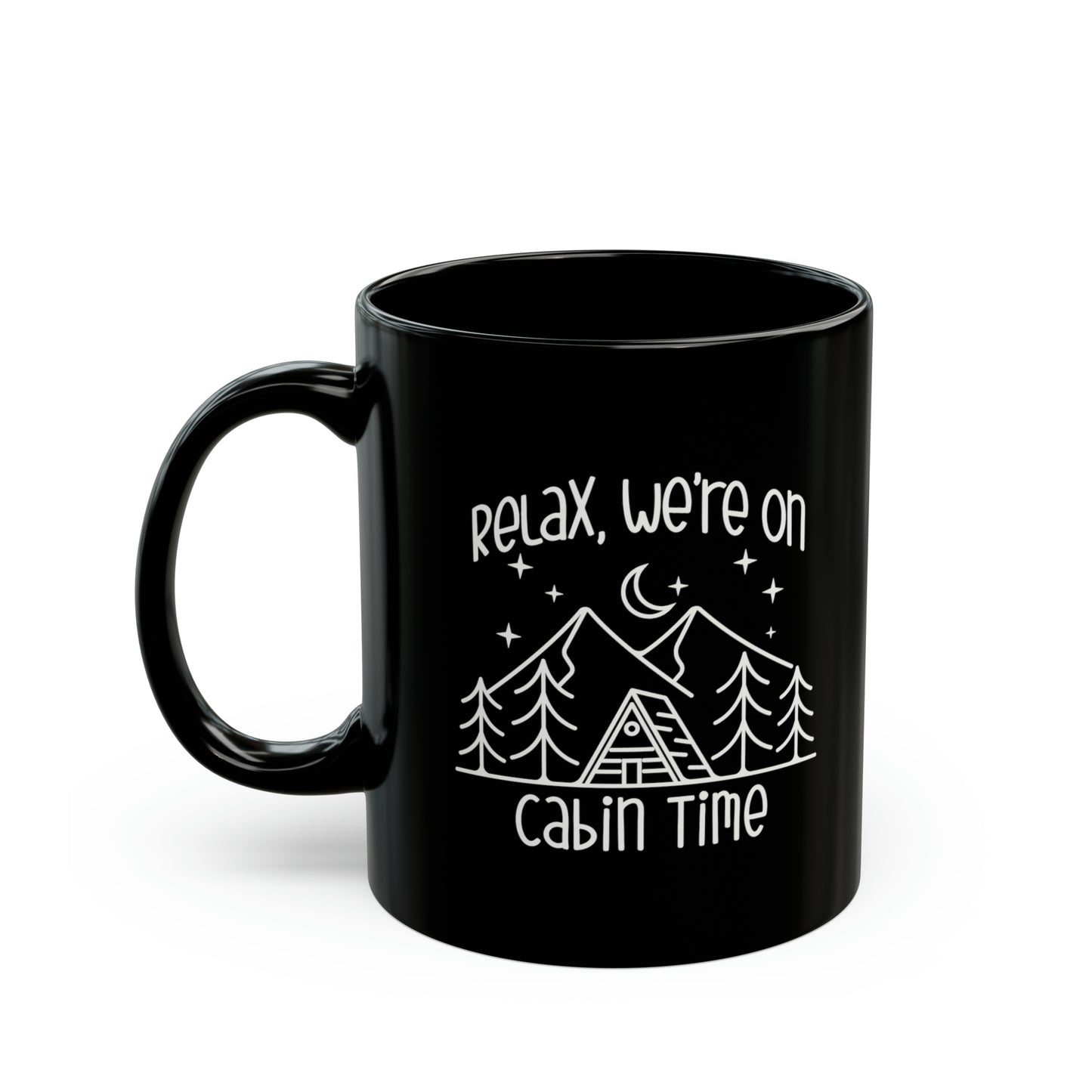 Cabin Time Camping Coffee Mug, Vacation 11oz Black Coffee Mug