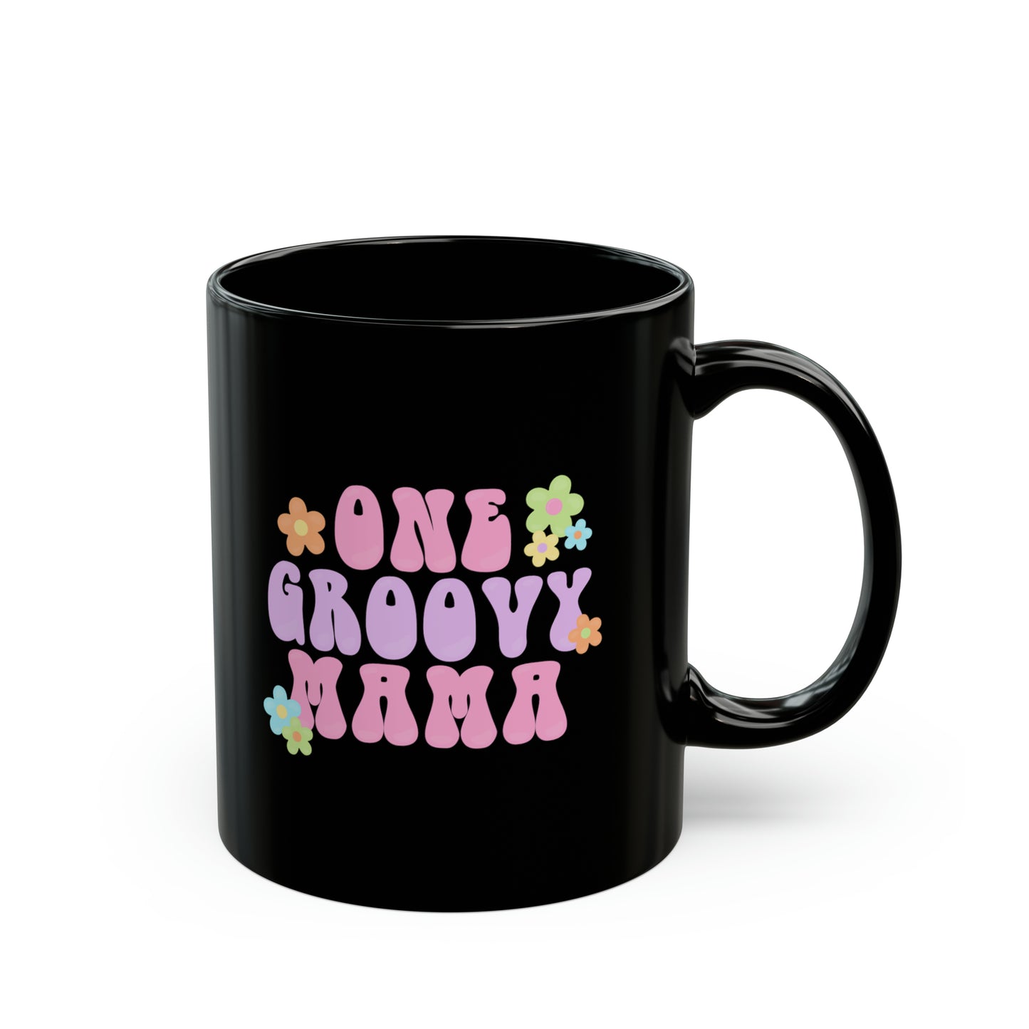 Groovy Mom Black Ceramic Coffee Mug, Mother's Day Coffee Mugs