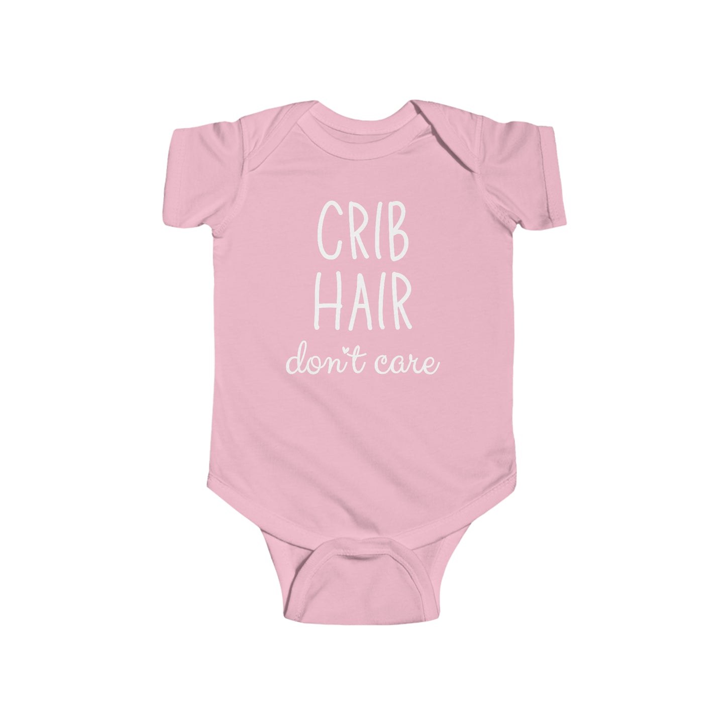 pink crib hair don't care cotton tee one piece bodysuit