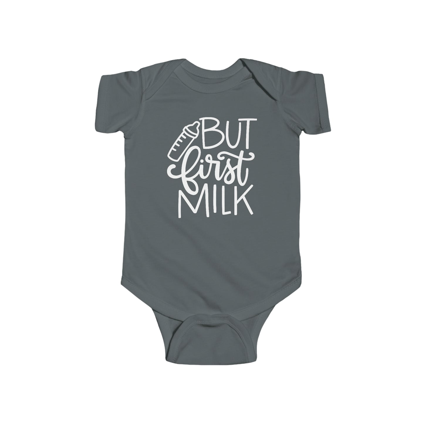 Baby Toddler But First Milk Cotton One Piece Bodysuit with Snaps