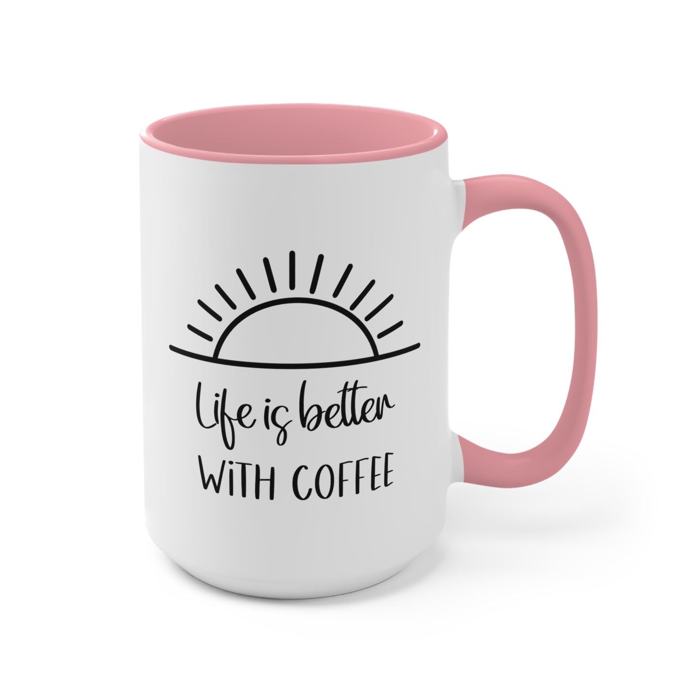 pink and white coffee mug, coffee cup