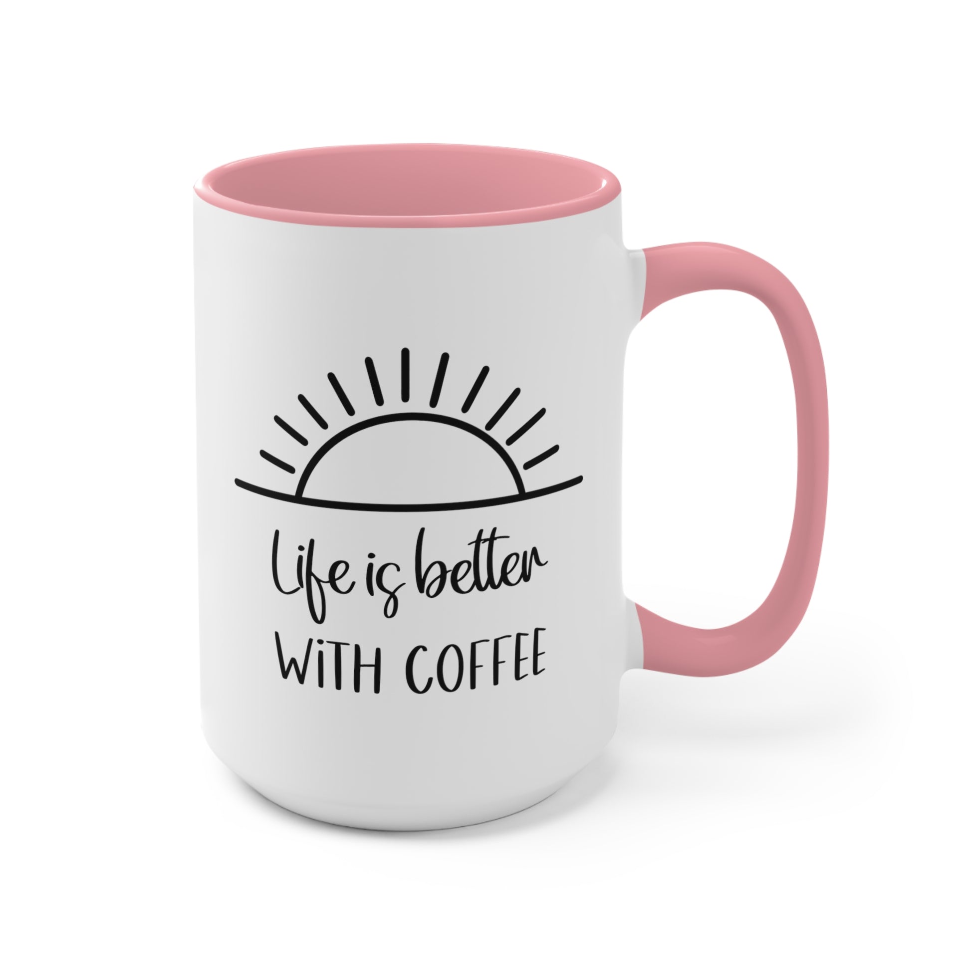 pink and white coffee mug, coffee cup