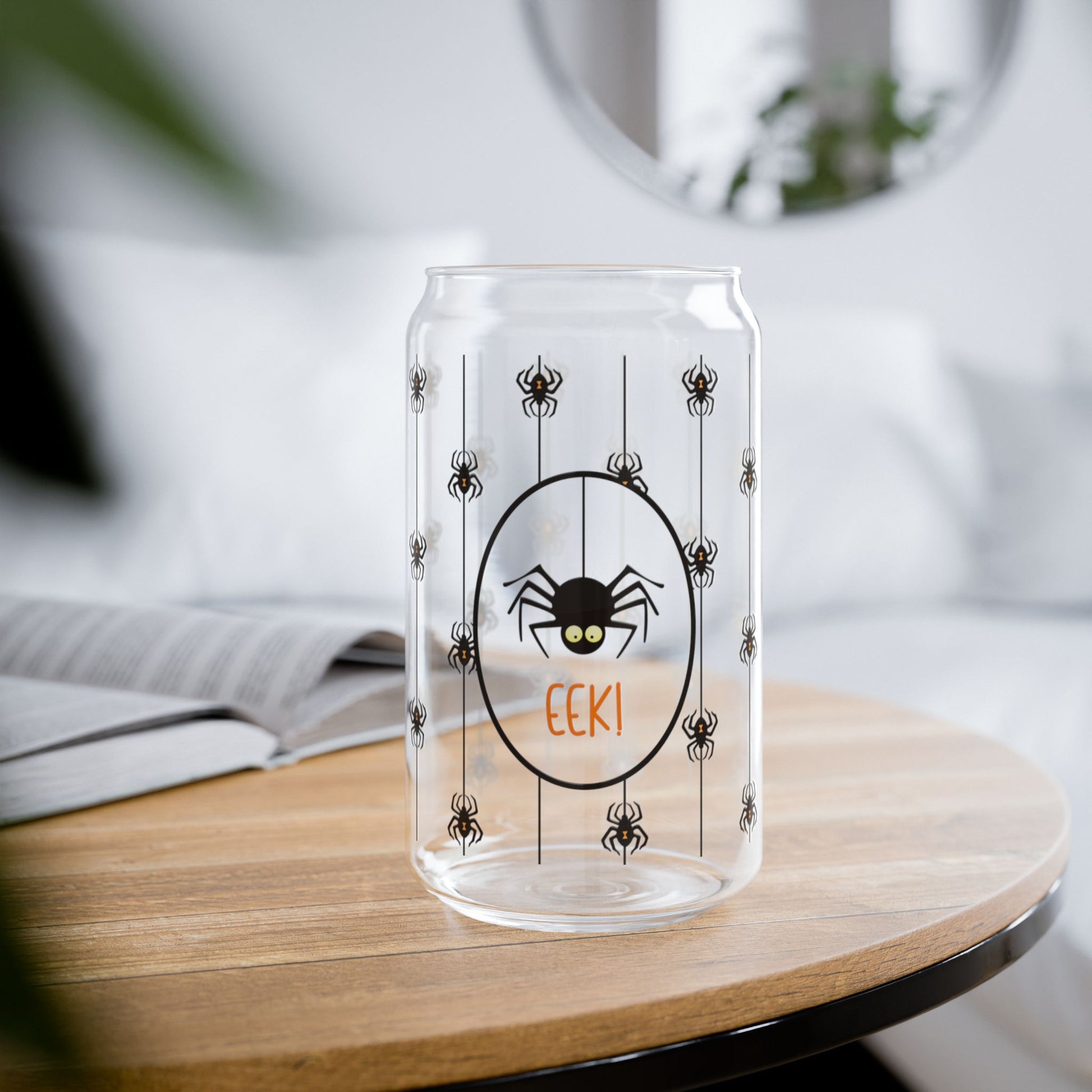 halloween spider beer can glass sipper jar