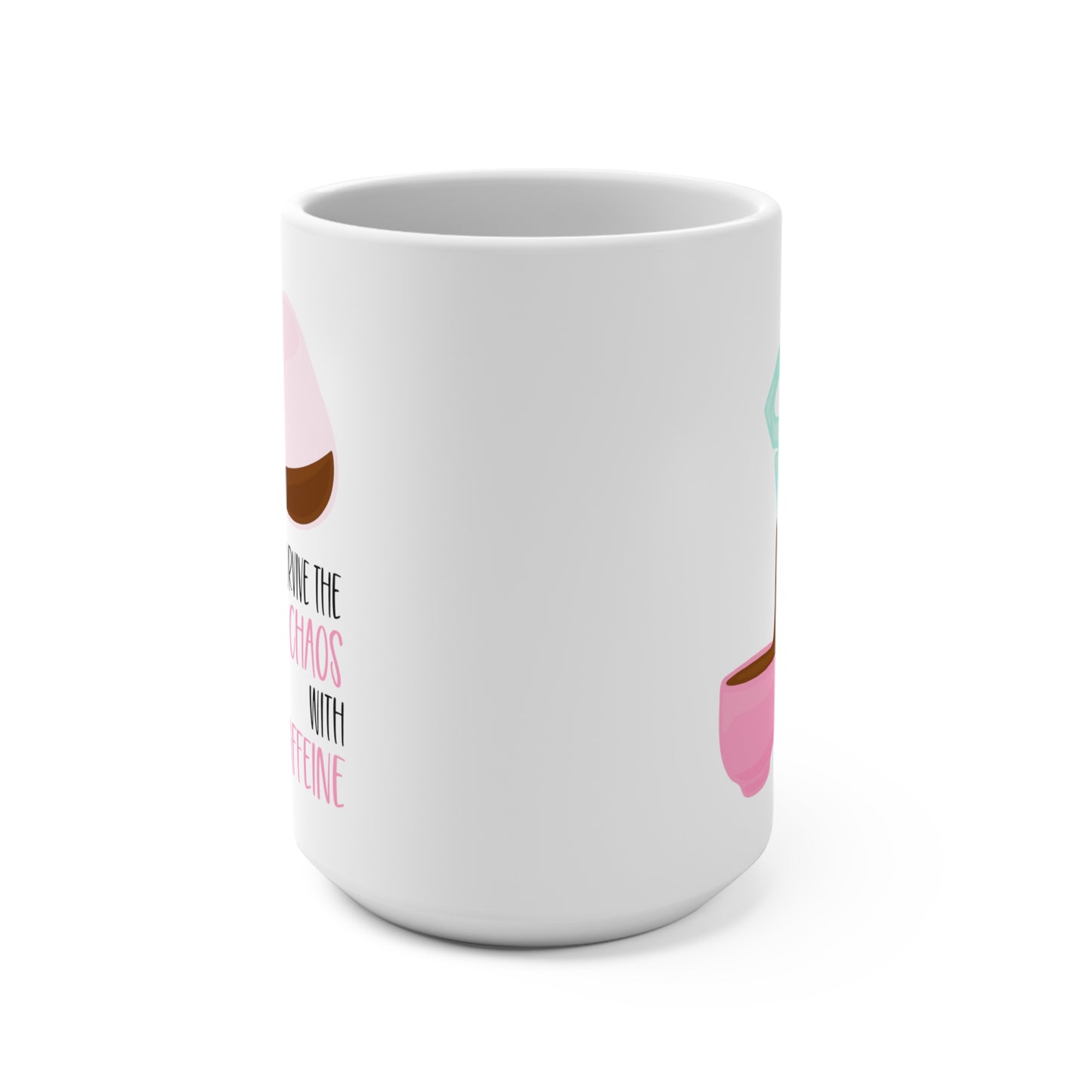 Pink Chaos and Caffeine Ceramic Coffee Mug, Mother's Day Gifts