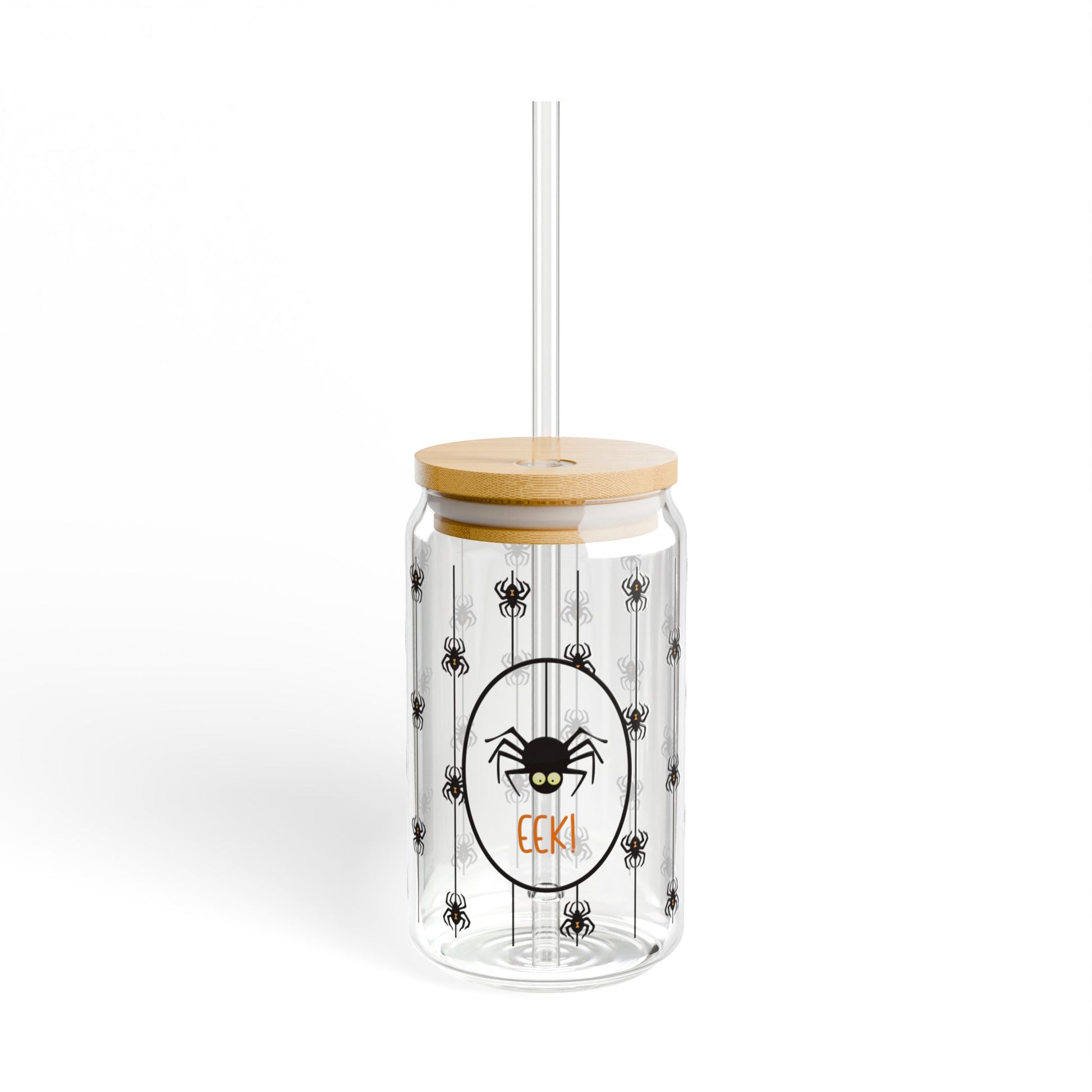 halloween soda can sipper jar with spider