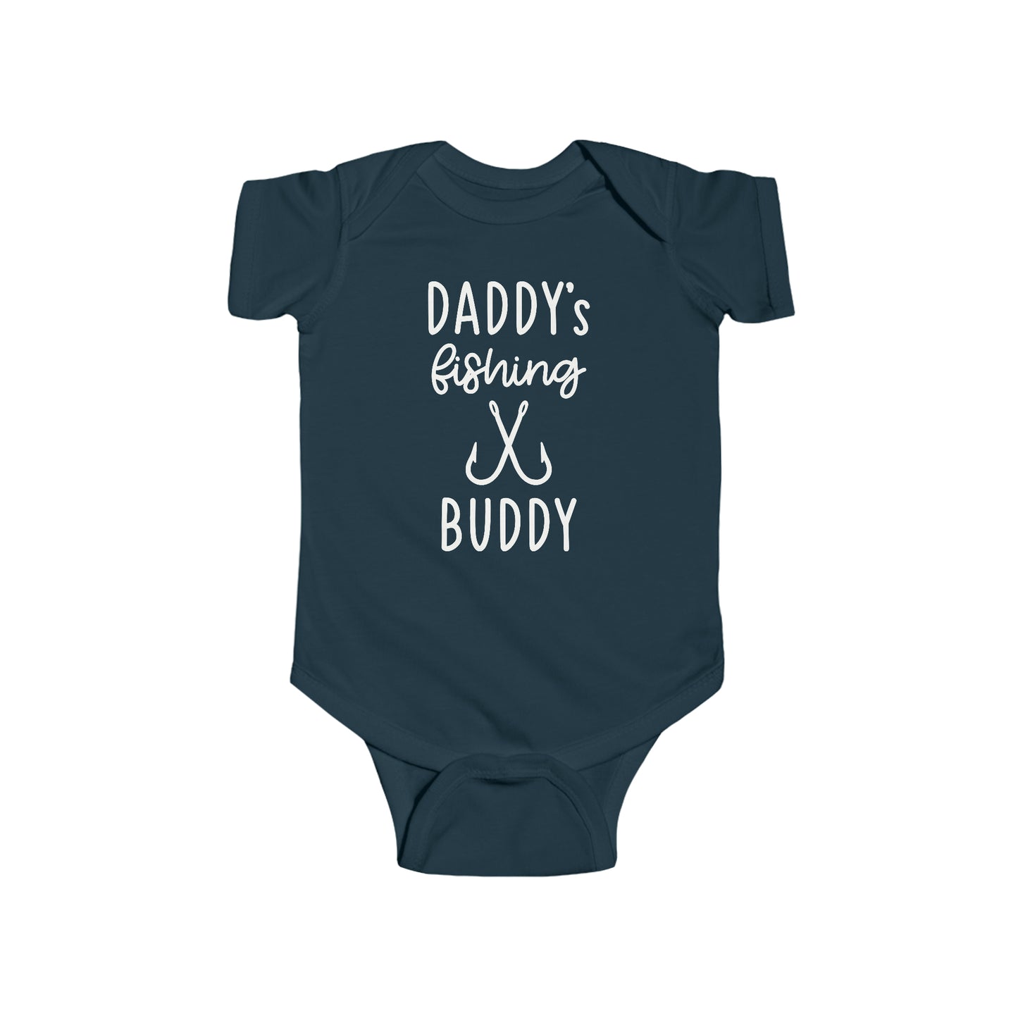 Fishing Baby One Piece Bodysuit with Snaps, Daddy's Fishing Buddy Cotton Romper