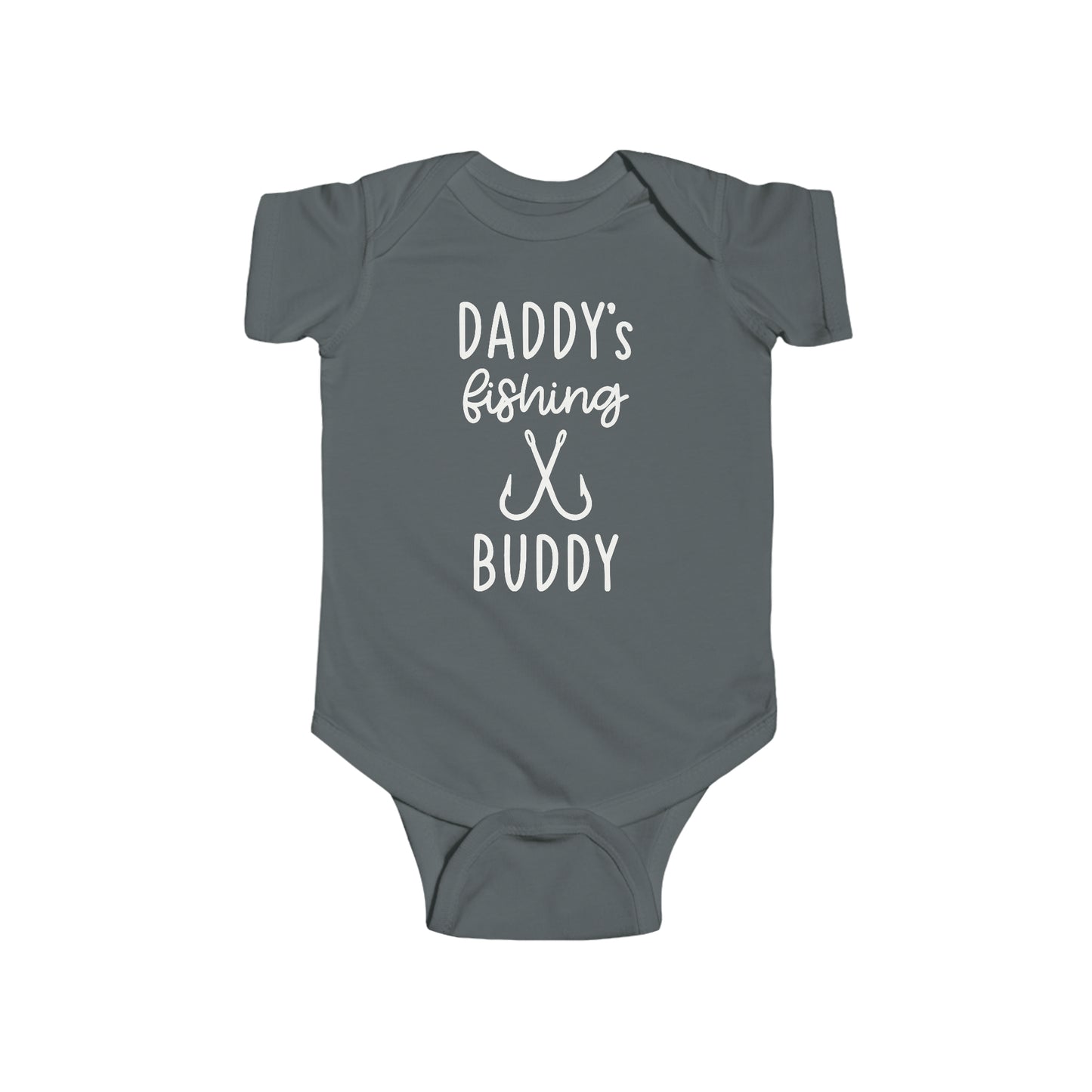 Fishing Baby One Piece Bodysuit with Snaps, Daddy's Fishing Buddy Cotton Romper