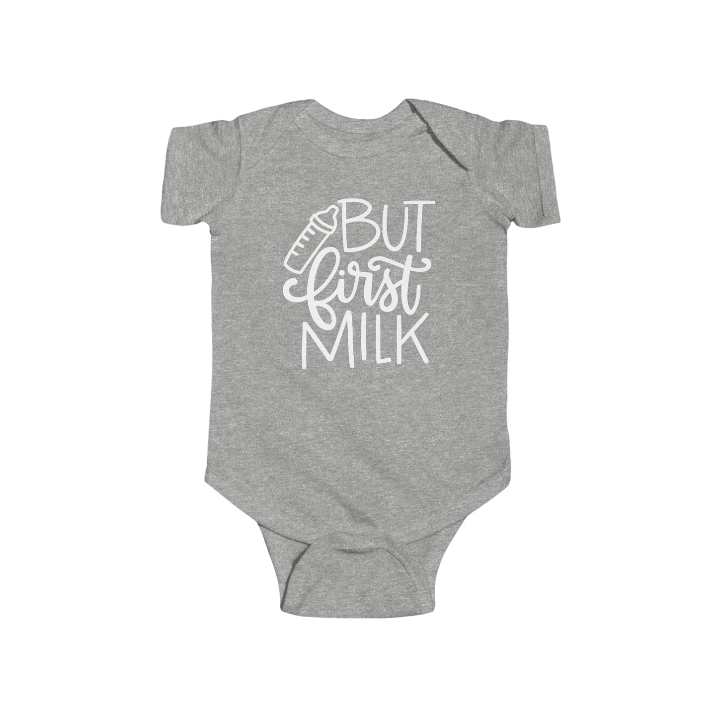 Baby Toddler But First Milk Cotton One Piece Bodysuit with Snaps