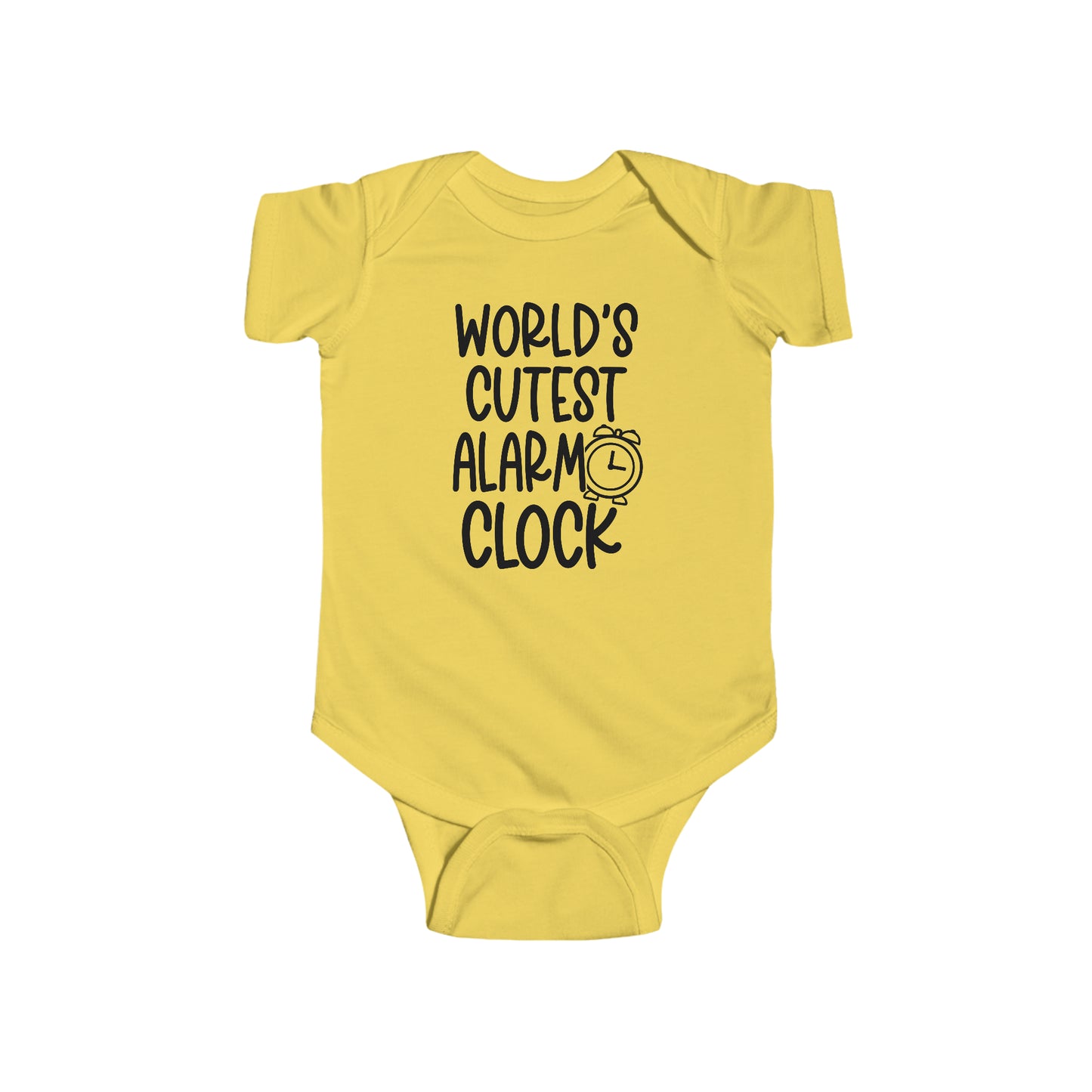 Baby Toddler Cotton One Piece Bodysuit with Snaps, World's Cutest Alarm Clock Cotton Romper