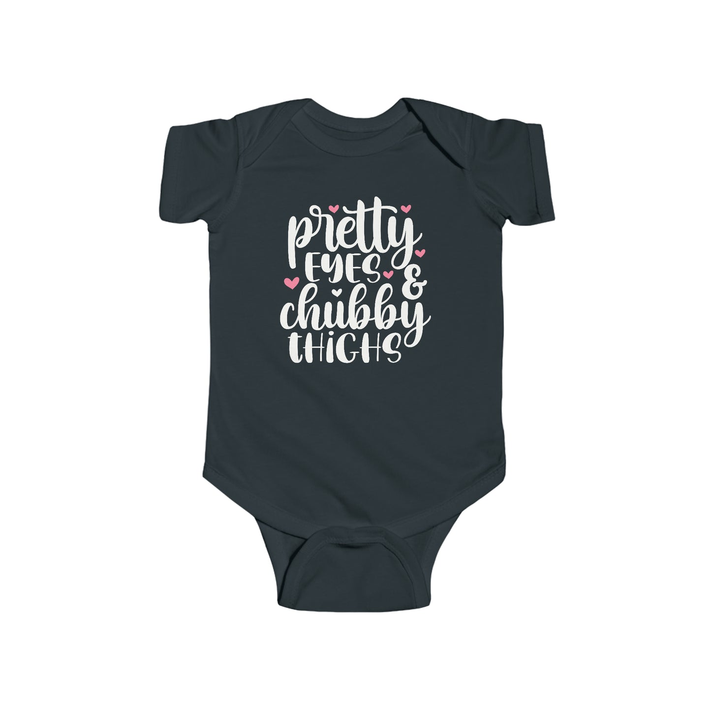 Baby Cotton Romper Bodysuit "Pretty Eyes and Chubby Thighs" Sizes NB - 24M