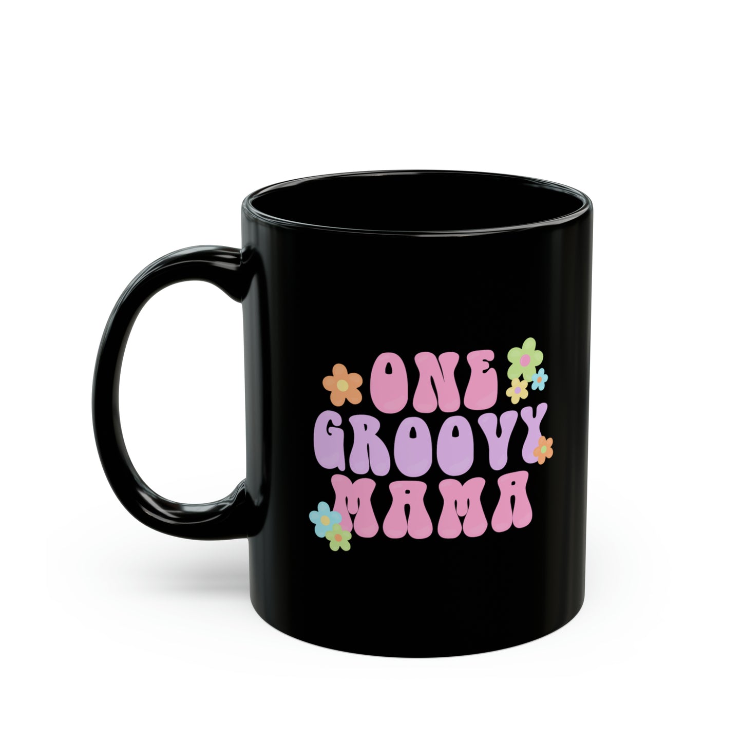 Groovy Mom Black Ceramic Coffee Mug, Mother's Day Coffee Mugs