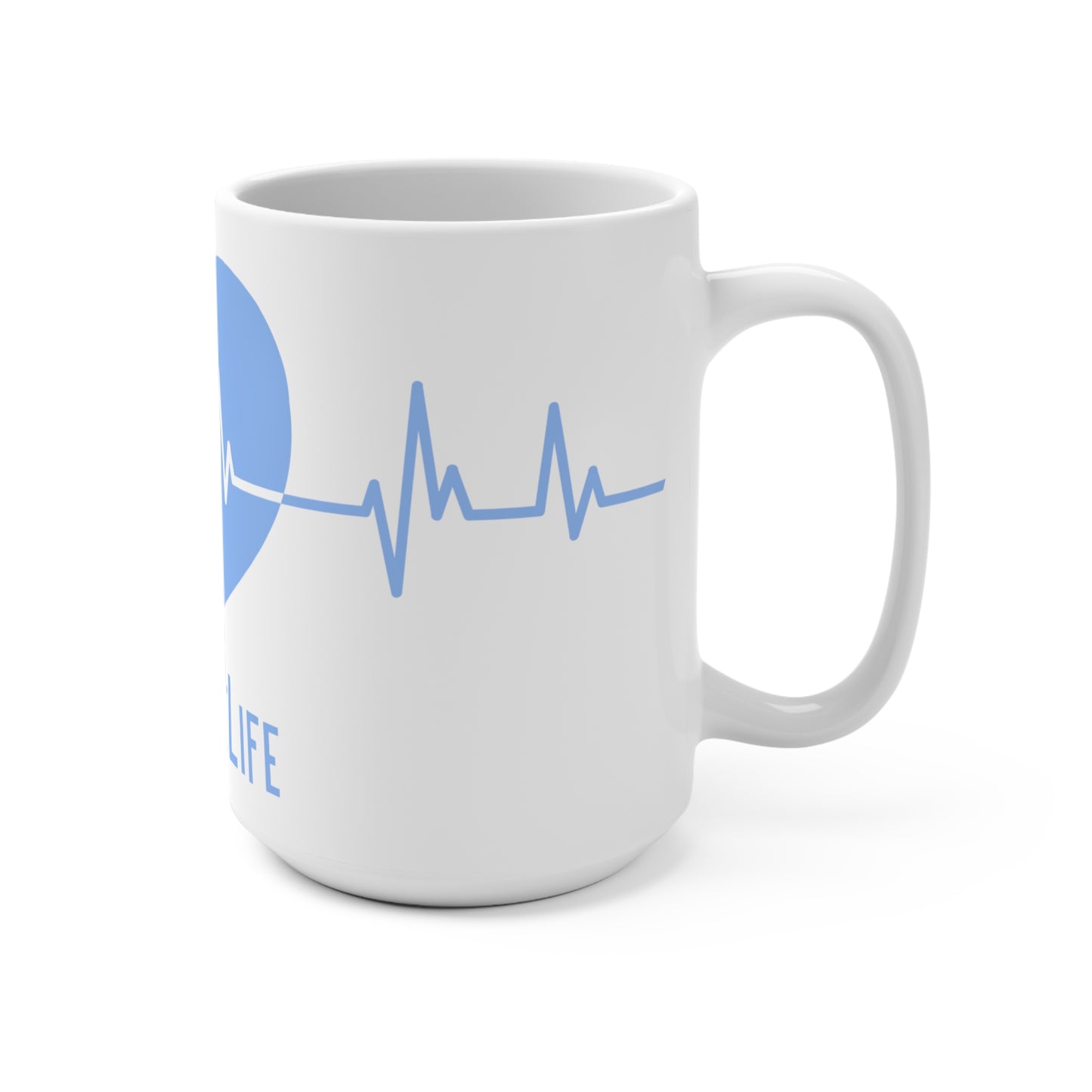 Blue #NurseLife Heartbeat 15oz Coffee Mug, Gift for Nurse Appreciation Week