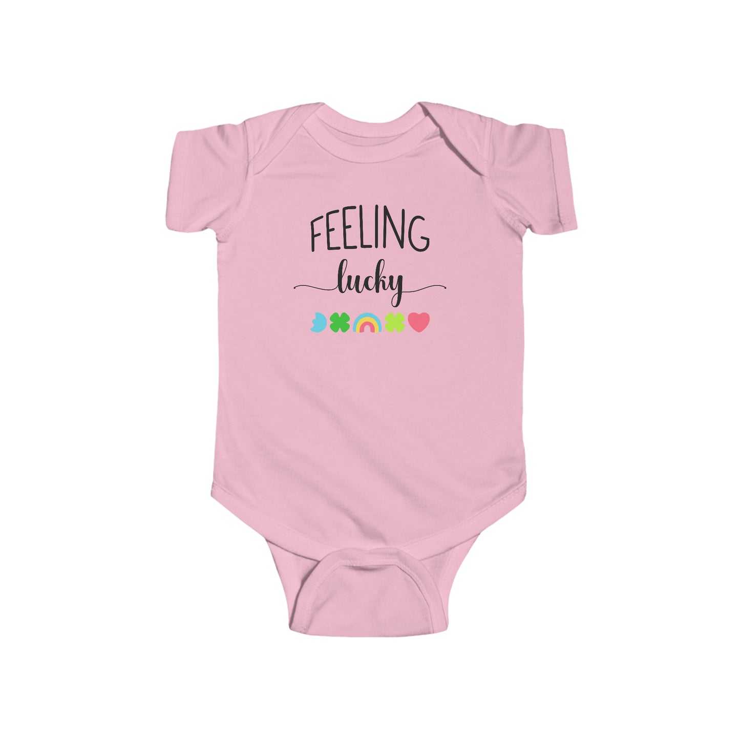 baby girl pink cotton feeling lucky st. patrick's day romper bodysuit