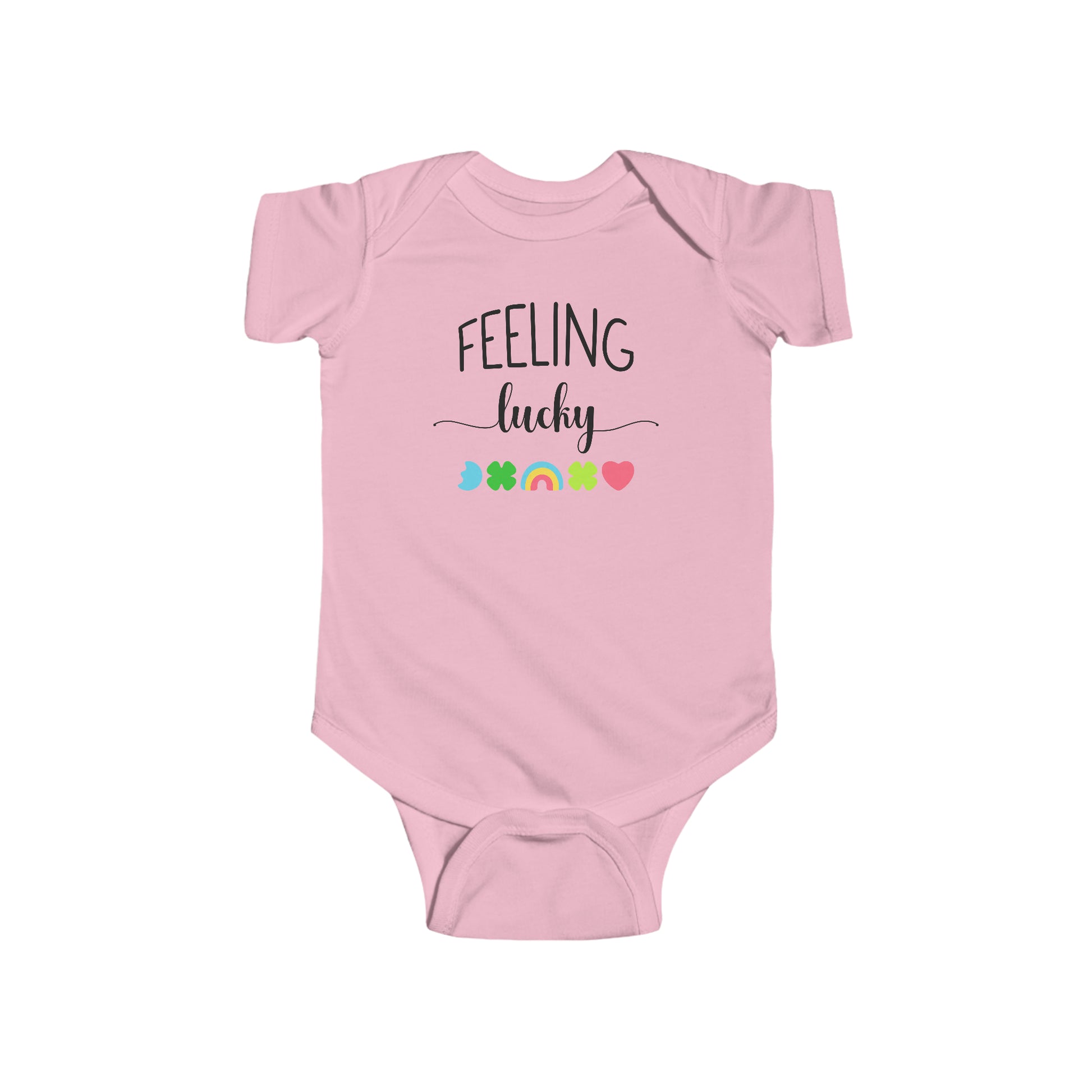 baby girl pink cotton feeling lucky st. patrick's day romper bodysuit