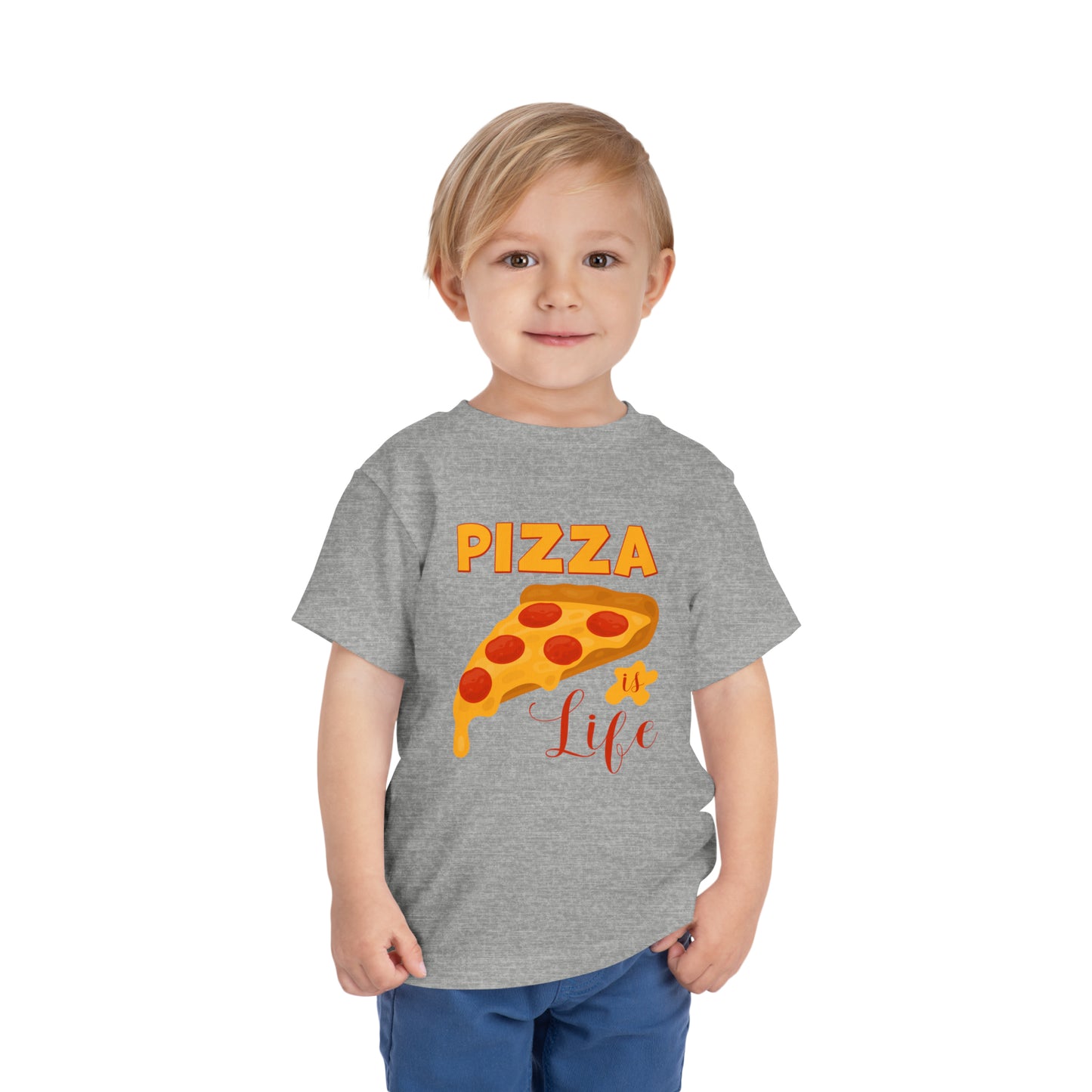 Pizza Graphic T-shirt for Toddlers, Pizza Is Life Cotton Tee for Toddlers Sizes 2T - 5T