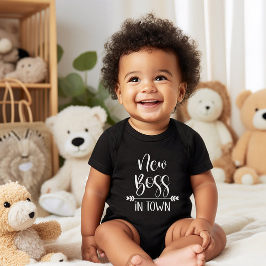 new boss in town toddler cotton tee bodysuit, cute baby t-shirt design