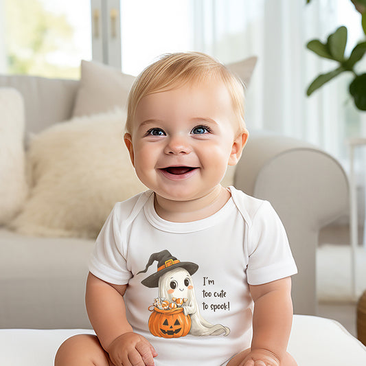 baby toddler Halloween body suit one piece too cute to spook t-shirt