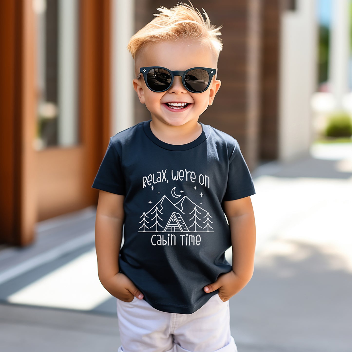 cabin time tshirt for toddlers, camping t-shirt for toddlers, childrens camping cotton t-shirt