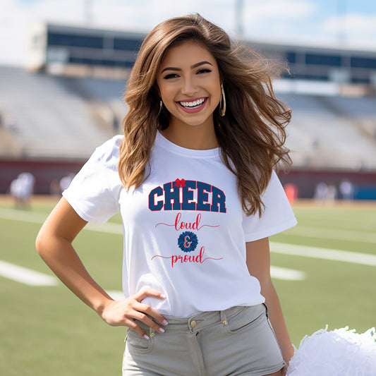 cheer loud and proud high school college cheer cheerleader t-shirt