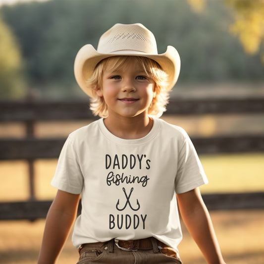 daddy's fishing buddy cotton t-shirt for toddlers, boy girl fishing shirt, vacation t-shirts for kids