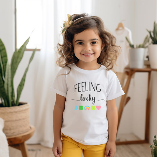 feeling lucky st patrick's day t-shirt for toddlers, children's st. patrick's day cotton tee