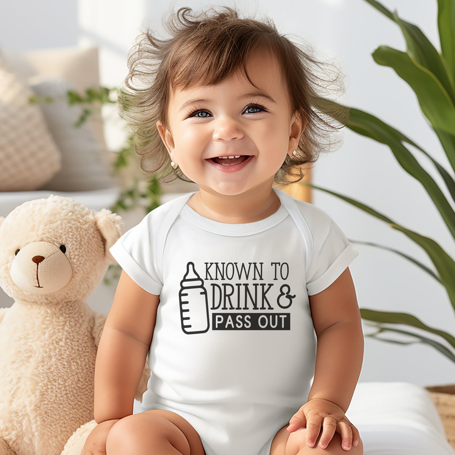 funny baby sayings cotton romper bodysuit, cute baby shower gifts, known to drink and pass out baby romper