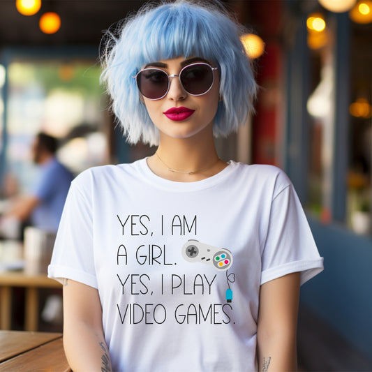 gamer girl video game controller cotton bella + canvas t-shirt tee