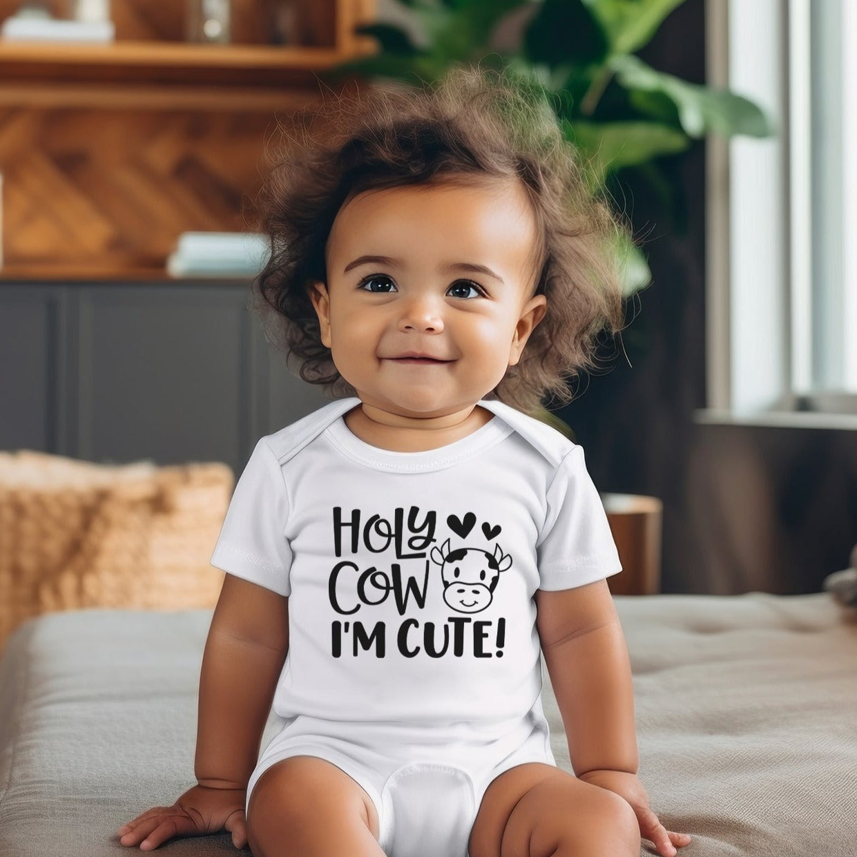 holy cow i'm cute baby newborn cotton romper bodysuit, baby shower gift, baby birthday gift cotton romper