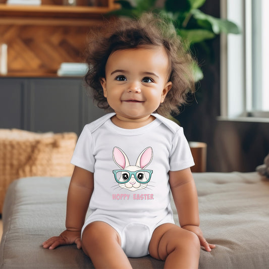 hoppy happy easter bunny baby romper bodysuit, baby easter t-shirt