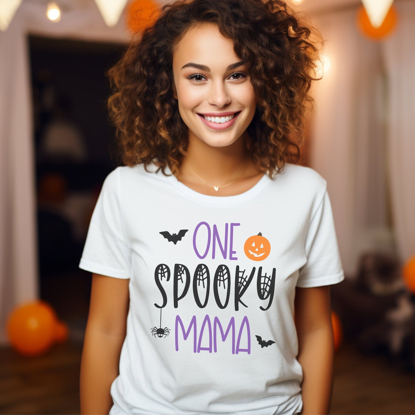 one spooky mama halloween cotton t-shirt for mom