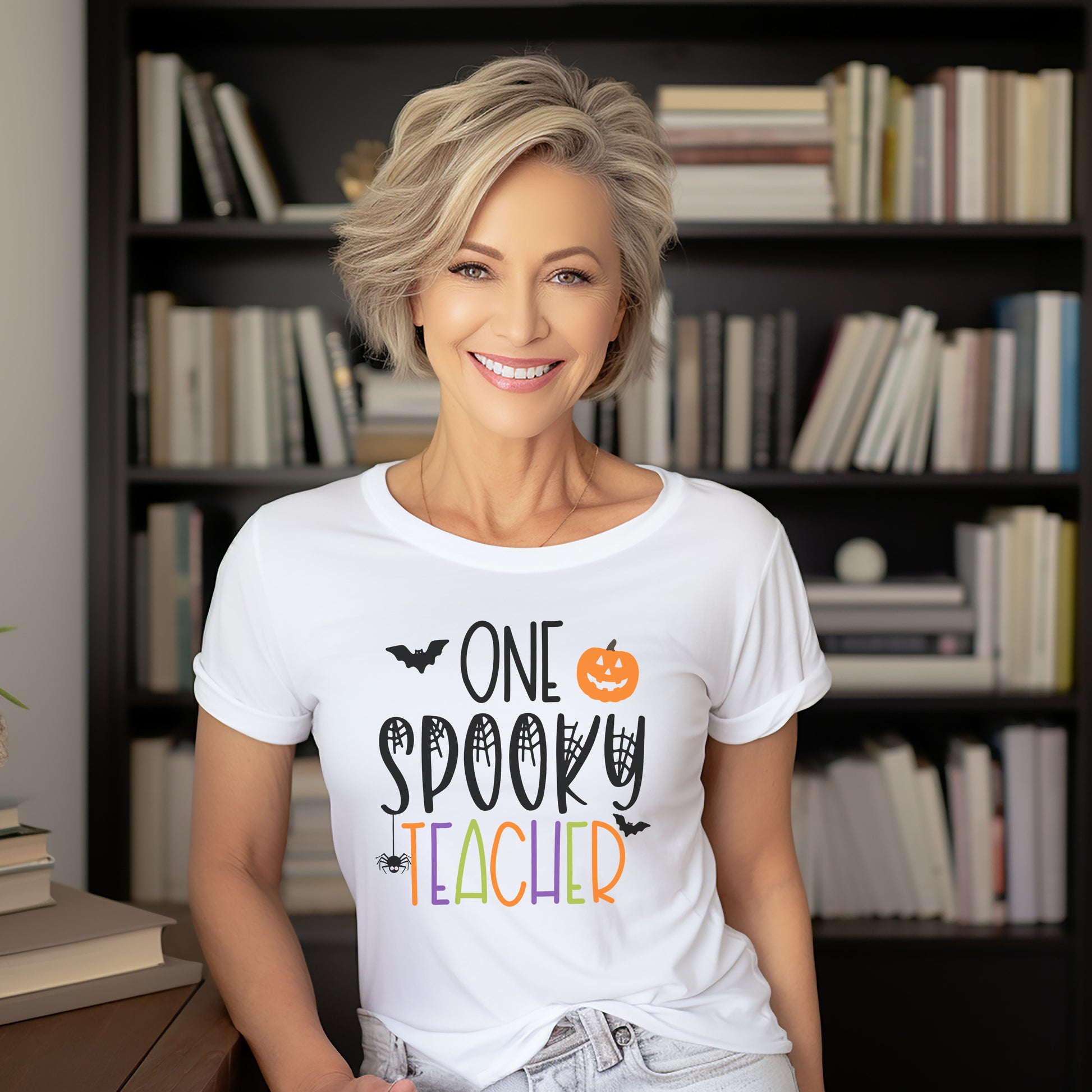 spooky teacher halloween cotton t-shirt