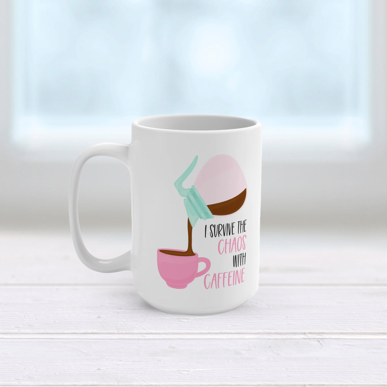 Morning coffee cup, chaos and caffeine addict mugs, gifts for mom, mugs for mom, mother's day mug