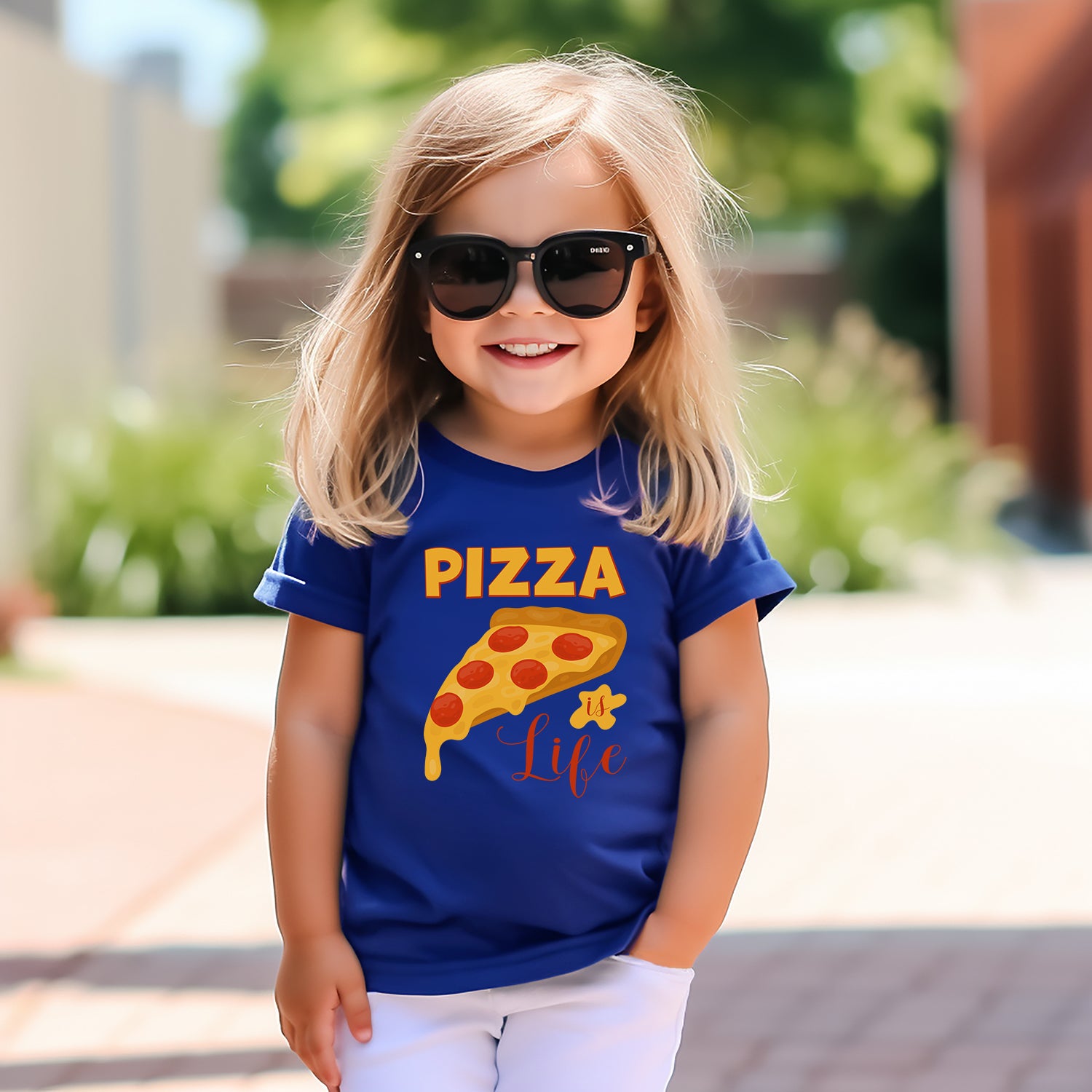 pizza is life toddler cotton t-shirt, food pun t-shirts tee